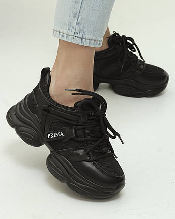 Кросівки Prima d'Arte 1611 36 текстиль шкіра чорні, фото 1