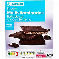 Дієтичне печиво EROSKI Snacks de chocolate negro, caja 200гр., оригінал. Доставка від 14 днів