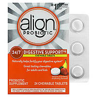 Пробиотическая формула Align Probiotics, 24/7 Digestive Support, Banana Strawberry, 24 Chewable Tablets