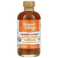 Яблочный уксус Vermont Village, Apple Cider Vinegar, Turmeric & Honey, 8 fl oz (236 ml) Доставка від 14 днів -