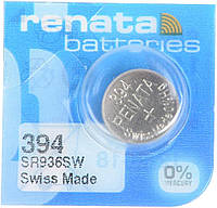 Батарейка серебрянно-цинковая Renata 394 SR936SW (G9, LR936), 1.55V, блистер 10шт разрывной, цена за штуку!