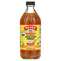 Уксус Bragg, Organic Raw-Unfiltered Apple Cider Vinegar, Honey, 16 fl oz (473 ml) Доставка від 14 днів -