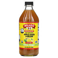 Уксус Bragg, Organic Apple Cider Vinegar With The 'Mother', Raw-Unfiltered, Citrus Ginger, 16 fl oz (473 ml)