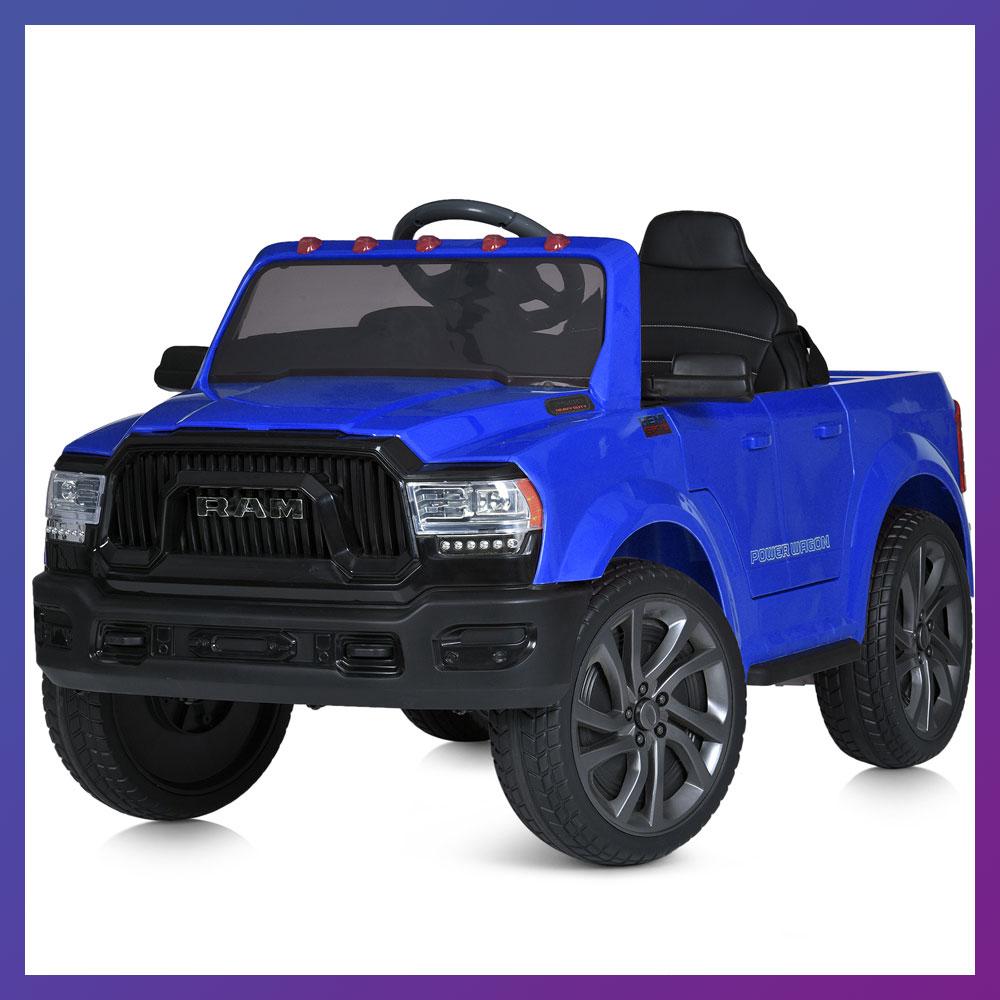 Дитячий електромобіль пікап із кузовом Dodge Ram M 5766 з пультом радіокерування для дітей 3-8 років Синій, фото 1