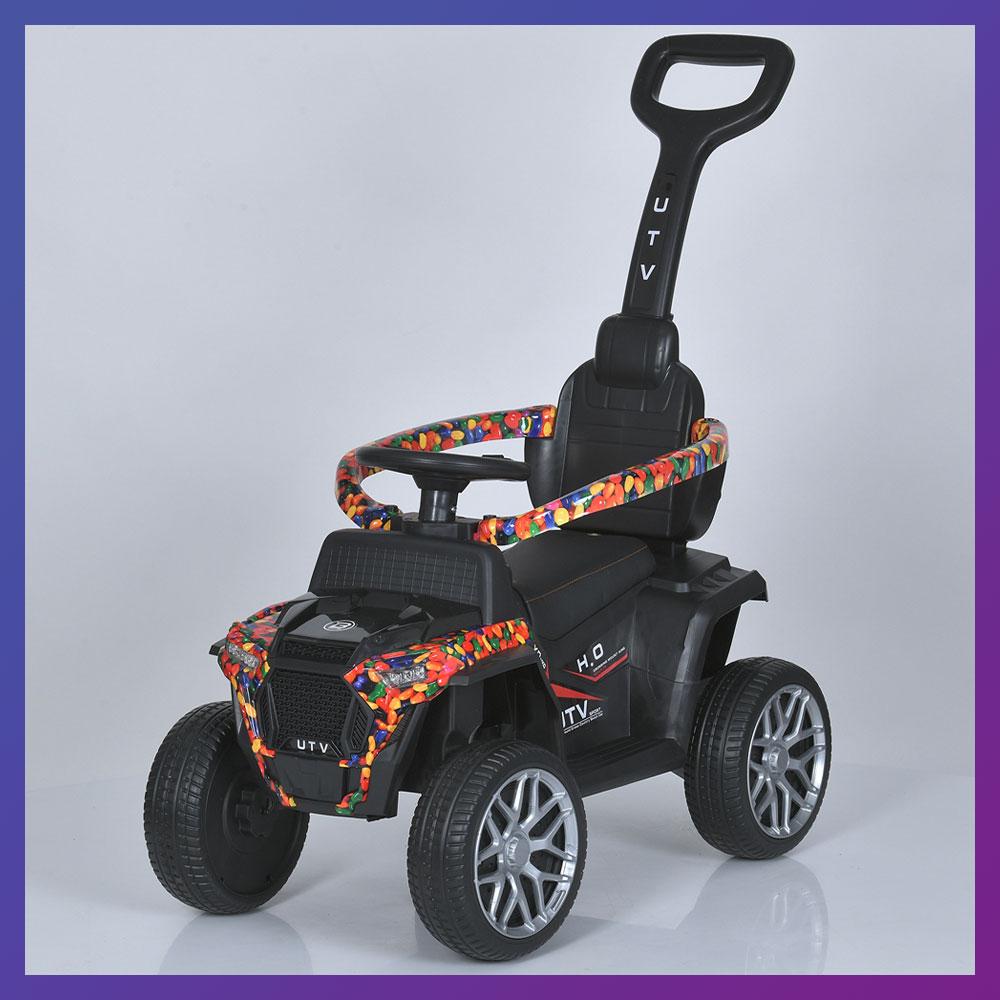 Дитячий електромобіль каталка-толокар 2в1 Bambi Racer M 5732 з батьківською ручкою Чорний