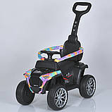 Дитячий електромобіль каталка-толокар 2в1 Bambi Racer M 5732 з батьківською ручкою Блакитний, фото 3
