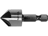 Зенкер конический по металлу YATO HSS, 16.5 мм, l = 45 мм, 5 кромок, HEX 1/4" (YT-44725)