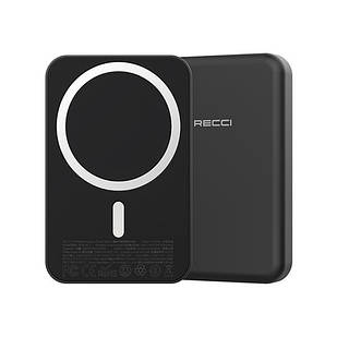 Універсальна мобільна батарея Recci RPB-W11, Wireless Charging with MagSave, 15W, 5000 mAh Black