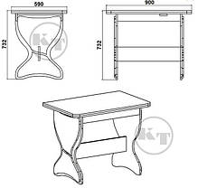 Стіл кухонний розкладний КС-4 732х900х590мм Компаніт Ательє світлий, фото 2