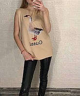 Женская майка с принтом Gussi ,РАЗМЕР ТОЛЬКО 46