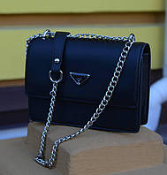 Женская черная мини сумочка Prada(black) Prada Эко-кожа Sensey Жіноча чорна міні сумочка Prada(black) Prada