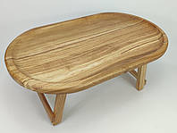 Столик для завтрака деревянный складной древесина дуб 50 см * 30 см, высота на ножках 21.5 см
