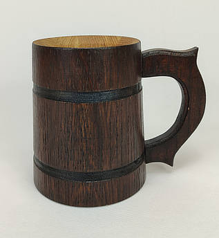 Дерев'яний пивний кухоль ручної роботи 0.5 л | Кружка для пива з карпатського дерева без декор