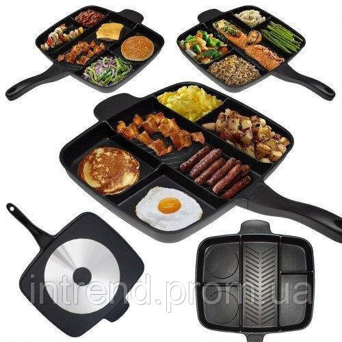 Сковородка универсальная чудо-гриль с антипригарным покрытием на 5 отделов Magic pan порционная инновационная - фото 2 - id-p2121943713