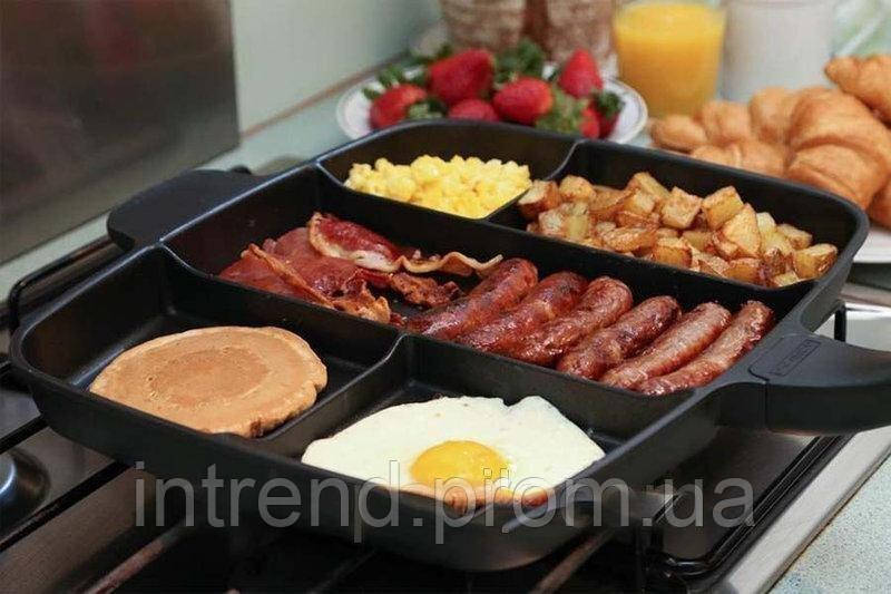 Сковородка универсальная чудо-гриль с антипригарным покрытием на 5 отделов Magic pan порционная инновационная - фото 10 - id-p2121943713