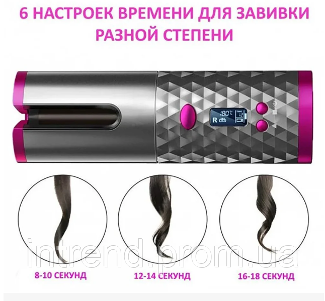 Беспроводной стайлер для завивки Ramindong Hair curler автоматическая плойка для закручивания волос кудрей USB - фото 7 - id-p2121943722