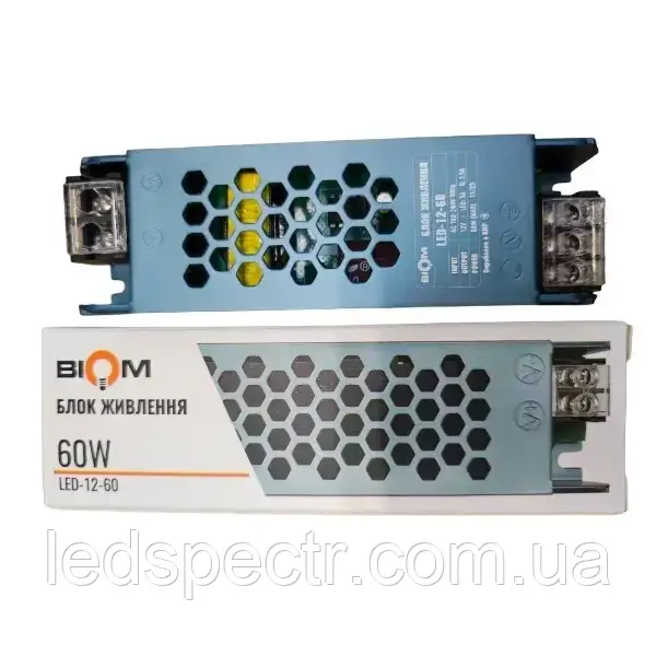Блок живлення BIOM DC12 60W 5А LED-12-60
