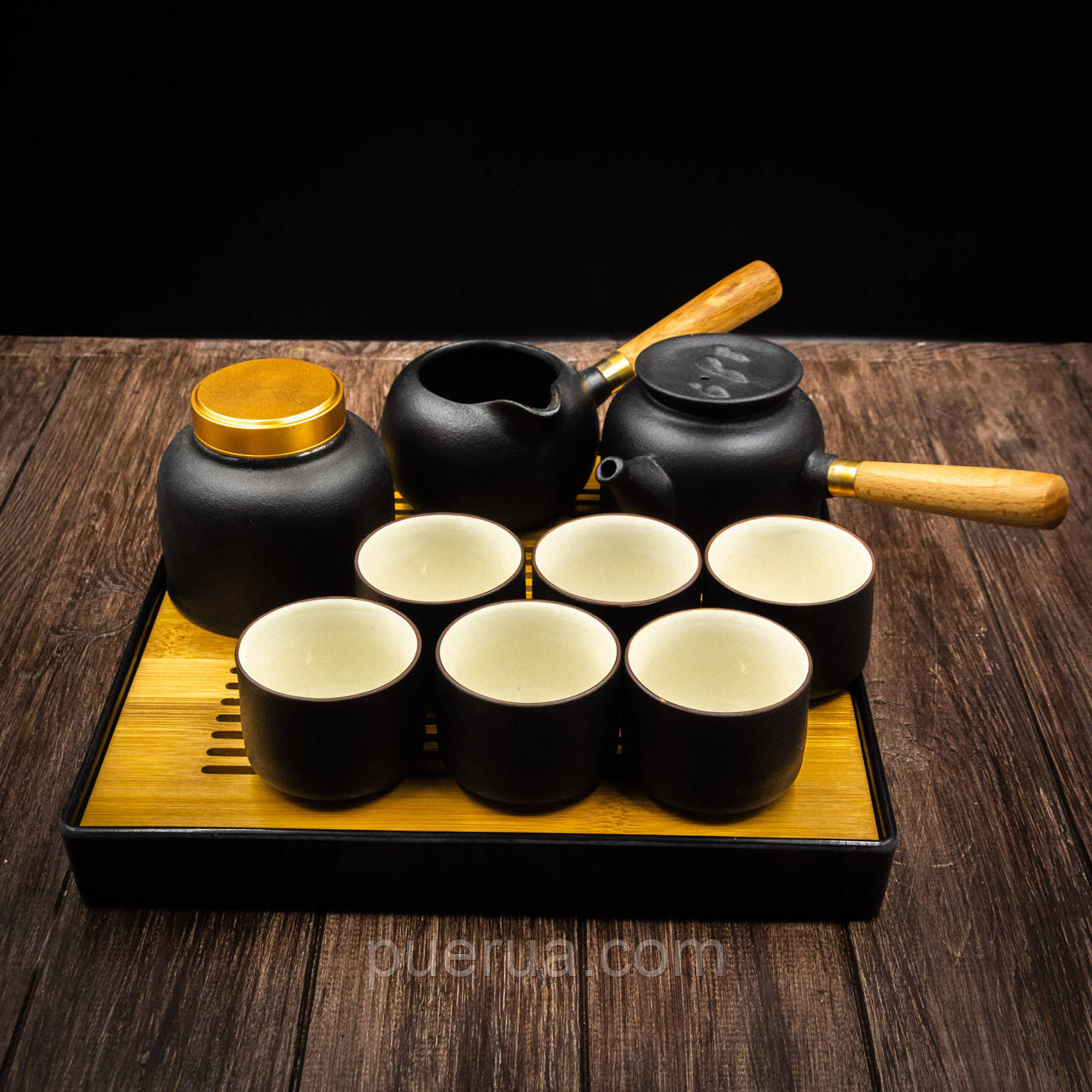 Чайна церемонія в японському стилі кераміка (чорний) на 6 персон