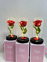 Сувенир роза в вакуумной колбе, подарок на день рождение, 8 марта, 14 февраля, лед светильник цветок
