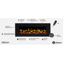 Настінний декоративний електричний камін для дому Aflamo Albion 42 NH вбудовуваний електрокамін без обігріву 110 см, фото 5