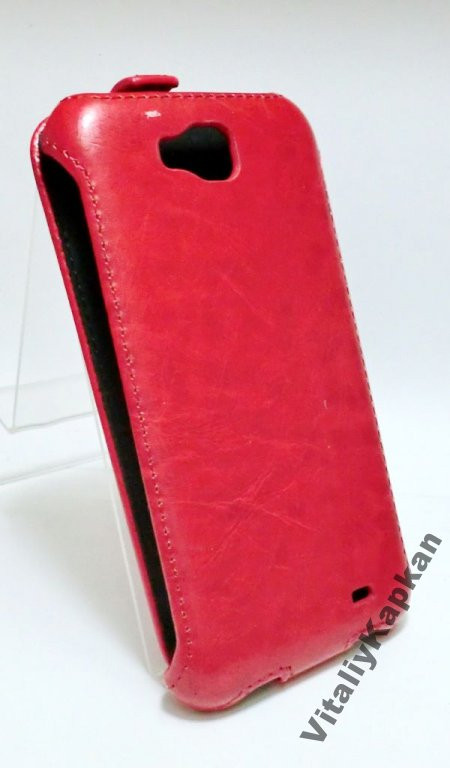 Чехол для Fly Iq 4406 флип книжка противоударный Premium кожа красный - фото 2 - id-p388114339