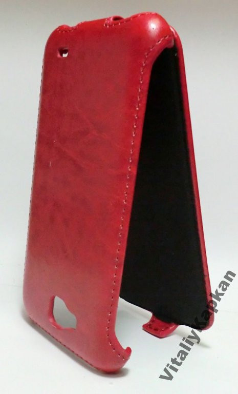Чехол для Fly Iq 4406 флип книжка противоударный Premium кожа красный - фото 4 - id-p388114339