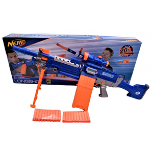 Кулемет бластер дитячий Saw Nerf (м'які кулі, яскравий дизайн, на батарейках) NERF010