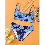 Жіночий роздільний купальник синього кольору з топом, фото 9