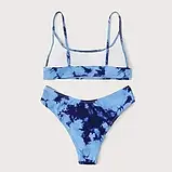 Жіночий роздільний купальник синього кольору з топом, фото 2