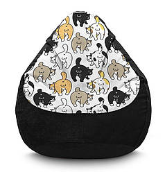 Крісло мішок «Попки котиків» Флок чорний