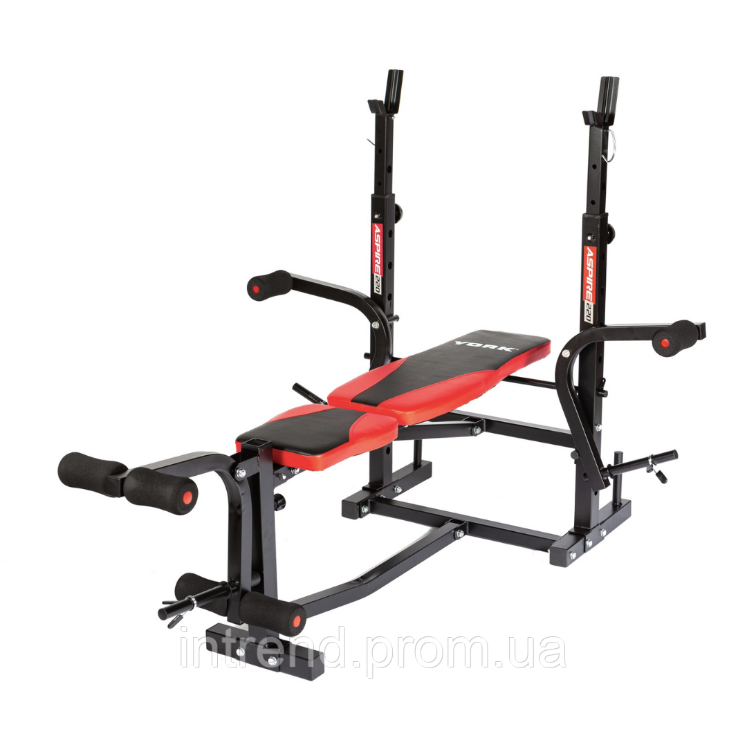 Скамья для жима York Fitness ASPIRE 220 с стойкой для штанги и партой Скотта p - фото 1 - id-p2121945698