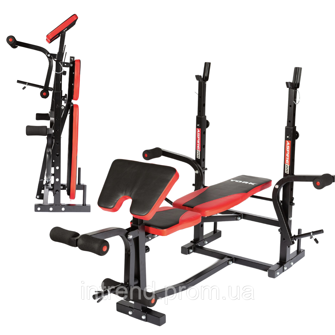 Скамья для жима York Fitness ASPIRE 220 с стойкой для штанги и партой Скотта p - фото 5 - id-p2121945698