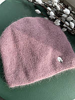 Женская ангоровая шапка с флисовой подкладкой, Пыльная Роза