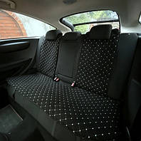 Накидки чехлы на сиденья автомобиля из алькантары PREMIUM Черная с белой прошивкой Задний комплект (380-3-N)