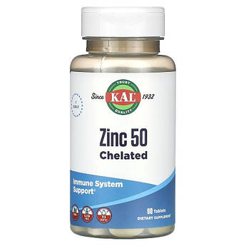 Цинк хелат 50 мг KAL Zinc підтримка імунної системи 90 таблеток