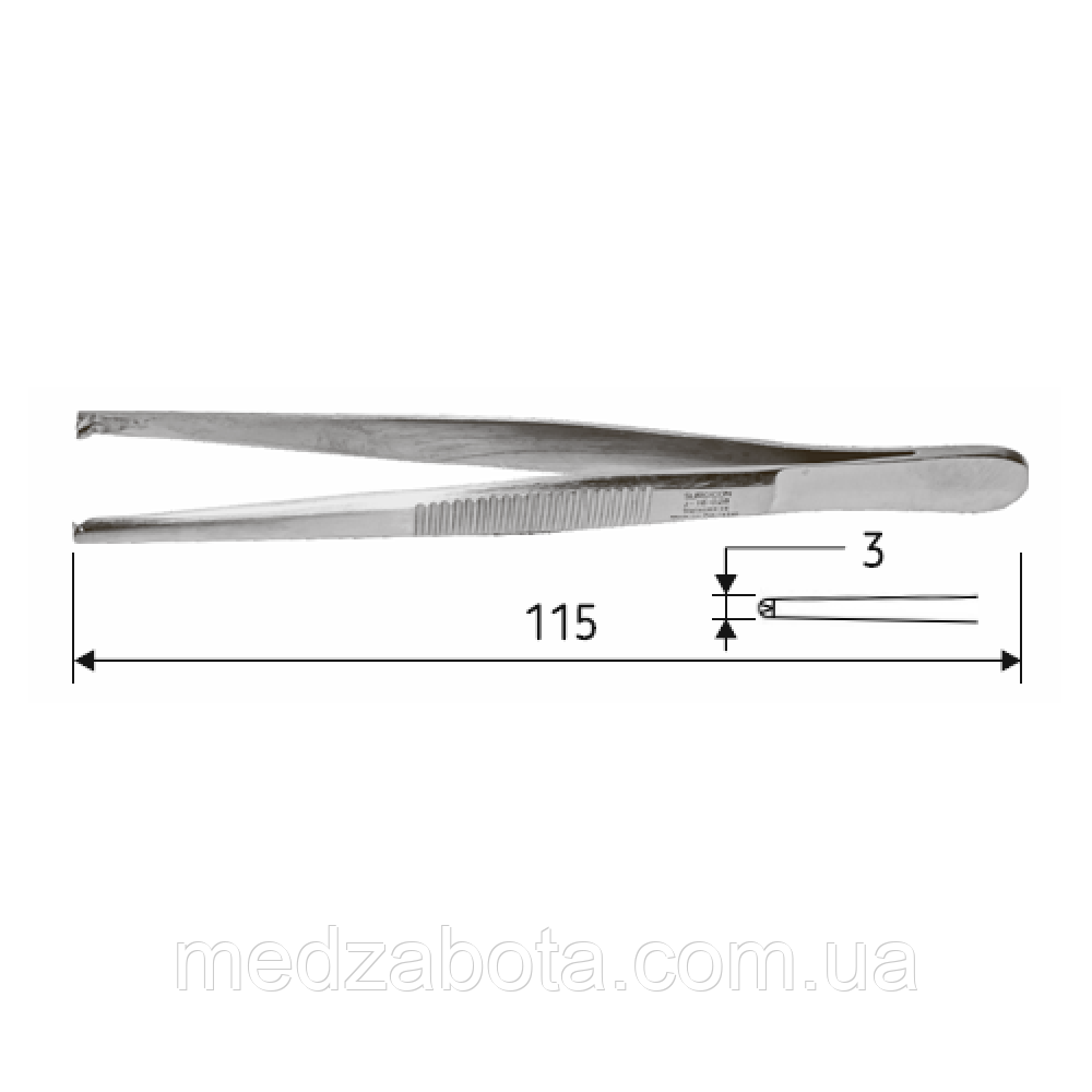 Пінцет хірургічний 115 мм, J-16-029