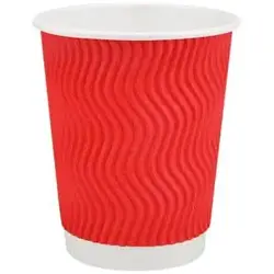 Стакан гофрований 250 мл (20 шт/уп.) Червоний S хвиля кр75