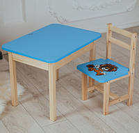 Столик детский со стульчиком с нишей пеналом для творчества рисования игр и обучения синий стол для детей