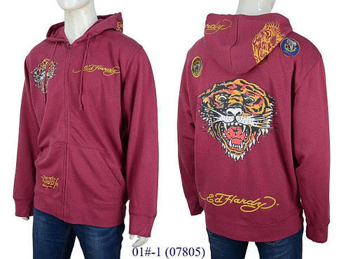 Кофта на блискавці з капюшоном, толстовка, худі, великі розміри унісекс дизайнерська брендова ED HARDY, фото 1