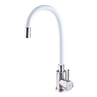 Змішувач для кухні з силіконовим білим гусаком із нержавіючої сталі CHAMPION SUS-011 REFL.WHITE