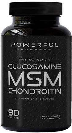 Глюкозамін хондроїтин мсм Powerful Progress Glucosamine-Chondroitin + MSM 90 таблеток, фото 1