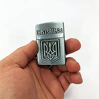 Зажигалка кремниевая патриотическая Украина 4550. DI-360 Цвет: серебряный