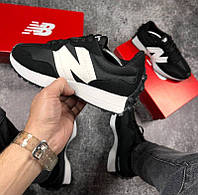Мужские кроссовки New Balance черные демисезонные Весенние Летние с белыми вставками Мужская обувь для бега