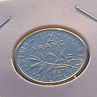 Монета Франція ½ франка, 1969 року