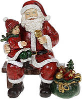 Декоративна статуетка "Веселий Санта" 15х10.5х16.5см, полістоун, червоний