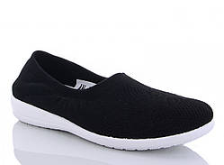 Жіночі текстильні кеди сліпони мокасини чорні на гумовій підошві розмір 36