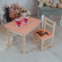 Столик детский со стульчиком с нишей пеналом для творчества рисования игр и обучения розовый стол для детей