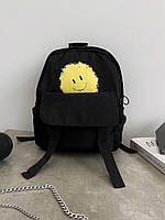 Модний дитячий рюкзак для школи чорного кольору з жовтим принтом