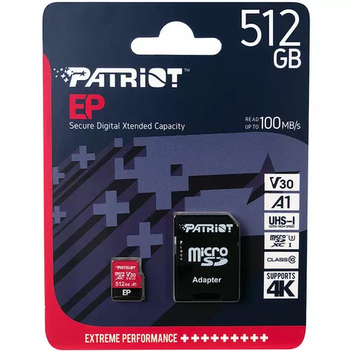 Карта пам'яті Patriot 512GB microSD class 10 UHS-I U3 (PEF512GEP31MCX)