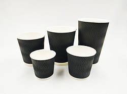 Стакан гофрований Чорний S хвиля